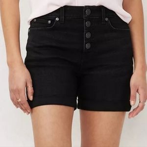 LC Lauren Conrad Women’s High Rise Cuffed Denim Shorts Size 24W Button Fly Black